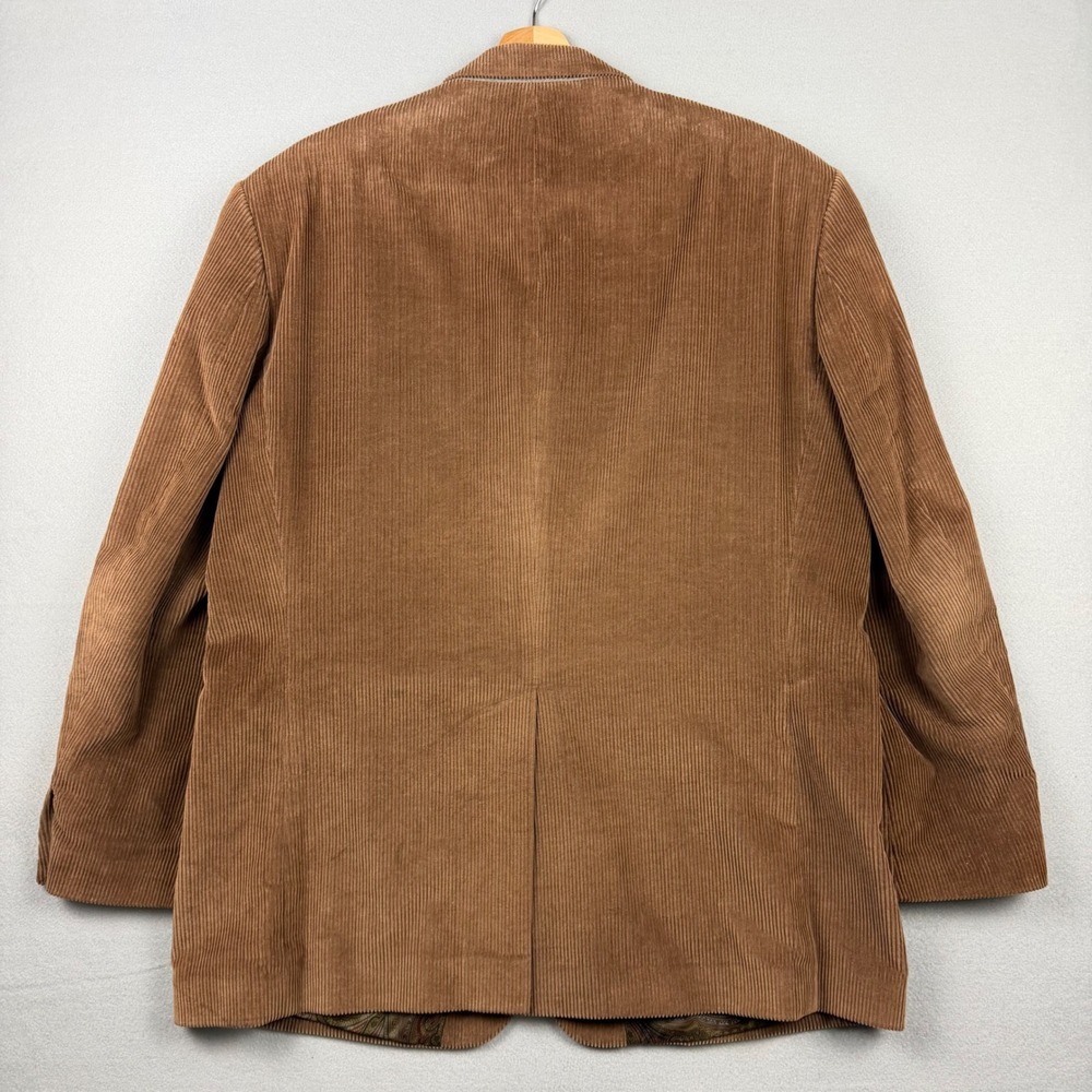 Lauren Ralph Lauren Mens 44R Brown Corduroy Blazer Paisley Lined Leather Buttons - Picture 10 of 16